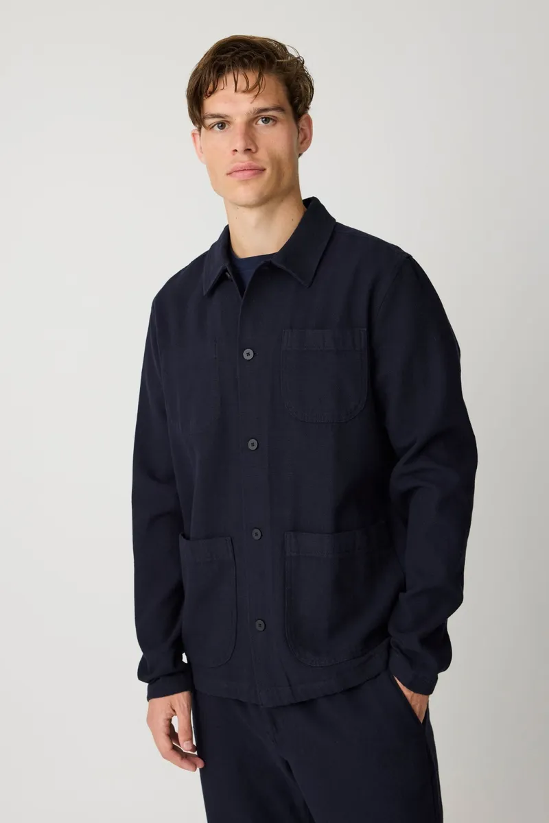 KnowledgeCotton Apparel KnowledgeCotton Apparel Herren vegan Flanell Overshirt Nachtblau, Blau, – Produktbild 2 von 2