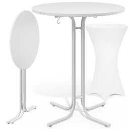 Casaria® Casaria® Stehtisch Weiß 110x80cm + Stehtischhusse Weiß Ø80cm – Produktbild 1 von 1