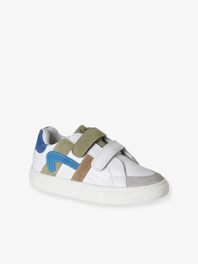Vertbaudet Vertbaudet Kinder Leder-Sneakers mit Klettverschluss set, Set weiß, – Produktbild 1 von 4