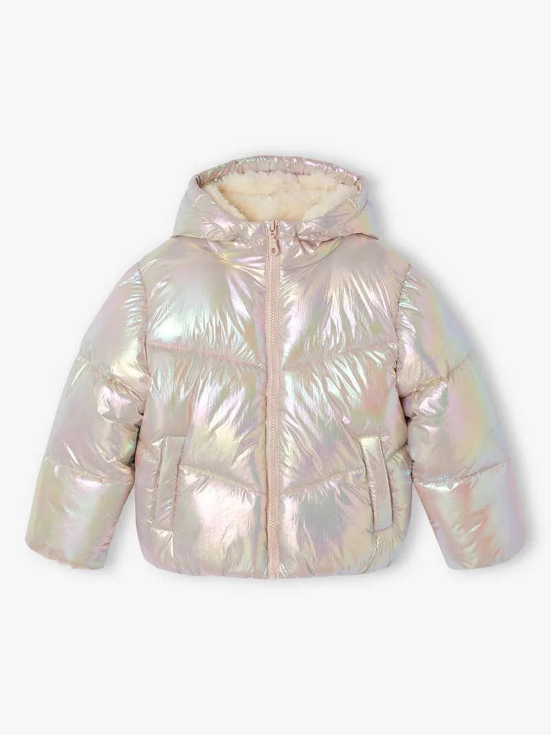 Vertbaudet Glänzende Winter-Steppjacke mit Hologramm-Effekt Mädchen hell, Hellrosa, – Produktbild 4 von 4