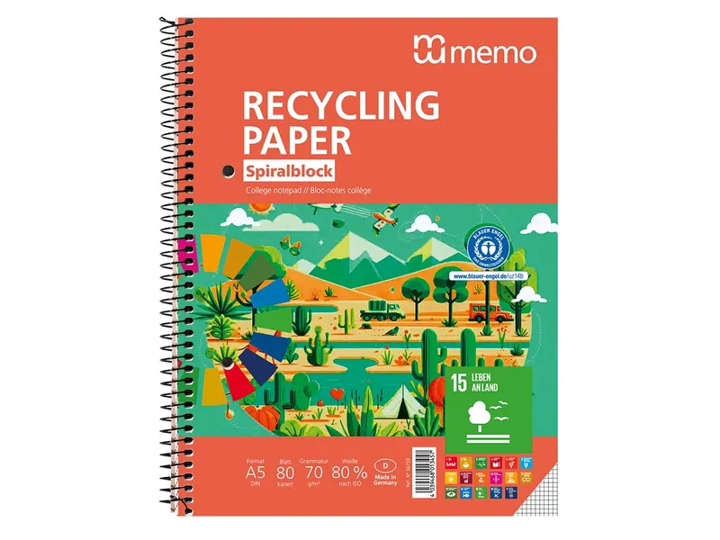 Memo memo Collegeblock DIN A5, kariert, 80 Blatt – Produktbild 1 von 1