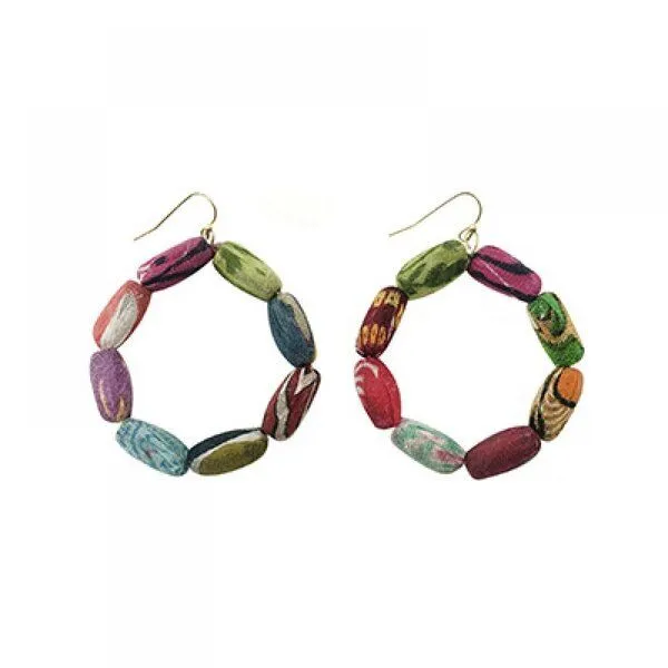 Worldfinds Worldfinds Kantha Ohrringe Kai Hoops, Bunt, – Produktbild 1 von 1