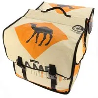 MoreThanHip MoreThanHip Doppelte Fahrradtasche aus recycelten Zement- oder Fischfuttersäcken - Mumba, Orange - kamel, – Produktbild 1 von 1