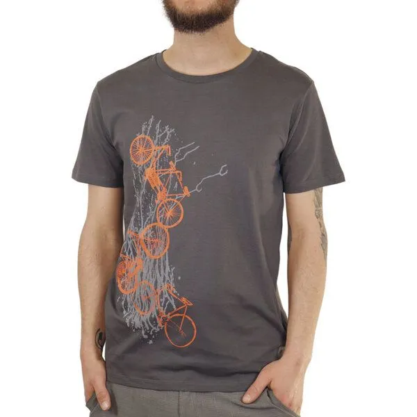 Spangeltangel Spangeltangel Herrenshirt "Fahrräder", bedruckt, Siebdruck, sportlich, Bio-Baumwolle, Grau, – Produktbild 2 von 3