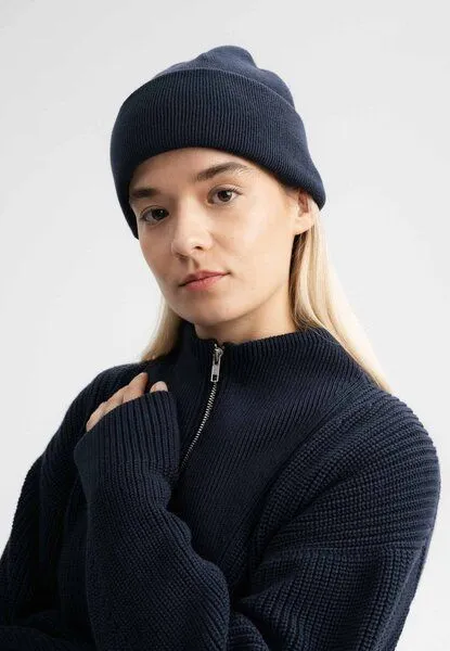 MELA MELA Bundle Feinstrick Mütze HIMMAT + Jacquard Schal ASMEE, Navy, – Produktbild 2 von 4