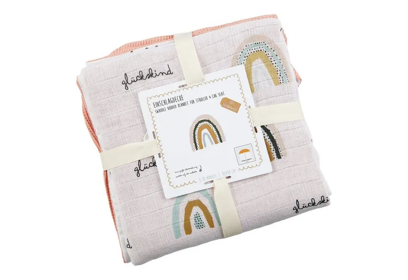 Mama Poppins Germany Mama Poppins Germany Einschlagdecke aus 100% Bio-Baumwolle 90x90 cm, Rosa, – Produktbild 6 von 6