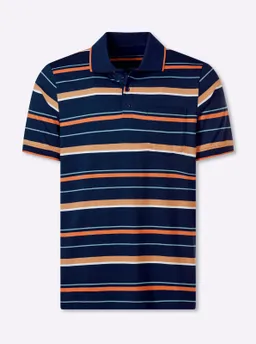 marco donati Kurzarmshirt dunkelblau-papaya-gestreift – Produktbild 1 von 1