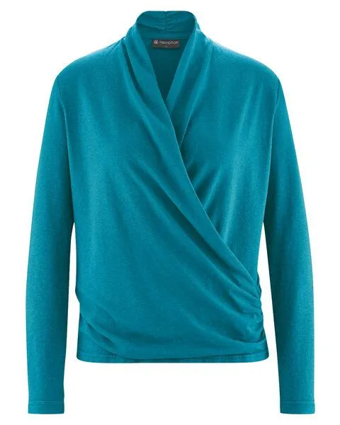 HempAge HempAge Langarmshirt Hanf/Biobaumwolle, Lagoon(blau), – Produktbild 2 von 3
