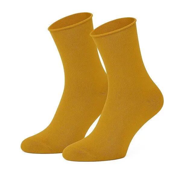 Opi and Max Opi and Max Socken ohne Gummi, Rollrand Diabetikersocken (GOTS 3er-Pack), Senfgelb, – Produktbild 1 von 2