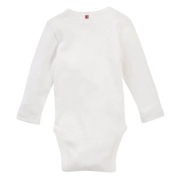 People Wear Organic People Wear Organic Baumwolle-Wolle-Seide Langarm-Body, uni meliert, Weiss, – Produktbild 2 von 3