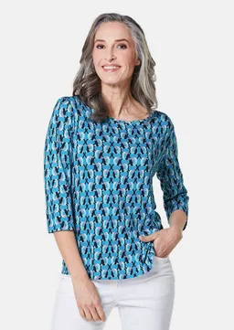 Goldner Druckshirt im Materialmix - blau / gemustert von Goldner Fashion – Produktbild 1 von 1