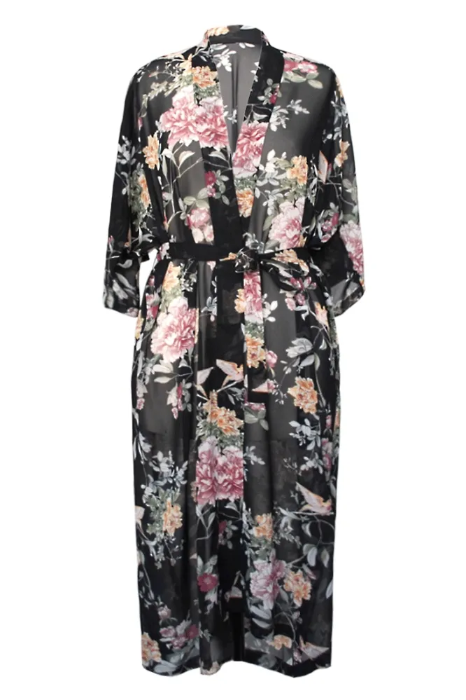 Anekdot Anekdot Damen vegan Robe Sheer Floral, Transparant, – Produktbild 2 von 2