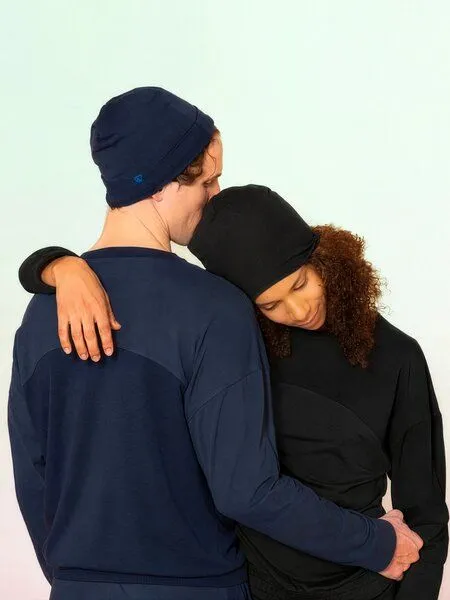 nice to meet me nice to meet me Unisex Sweatshirt – Sweatshirt aus TENCEL Lyocell und Bio-Baumwolle, Night blue, – Produktbild 2 von 4