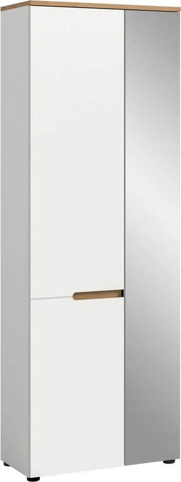 Home affaire Garderobenschrank REHAT, TOPSELLER!, Höhe 190cm, 2 Türen, 6 Fächer, 1 Kleiderstange (1-St., in verschiedenen Farben erhältlich) Garderobe, Flurschrank, Dielenschrank, Kleiderschrank, Garderobenmöbel, Weiß, – Produktbild 2 von 5