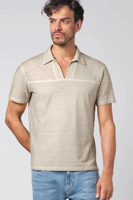 HempAge Hempage Herren vegan T-Shirt Mit V-Ausschnitt Distel Beige, Beige, – Produktbild 2 von 2