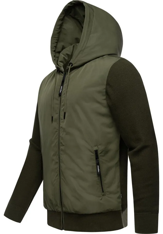 ragwear ragwear Outdoorjacke Ronel Leichte Herren Jacke mit weichen Strickärmeln, Grün, – Produktbild 3 von 5