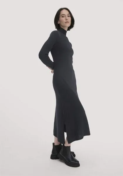hessnatur hessnatur Strick Kleid Regular aus Bio-Schurwolle mit Kaschmir, Schwarz, – Produktbild 2 von 4