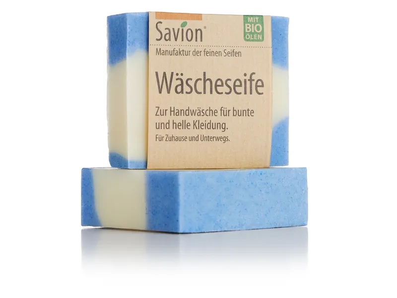 Savion - feine Seifen Manufaktur Bio Wäscheseife für bunte und helle Wäsche Inhalt 80 g, Blau, – Produktbild 1 von 2