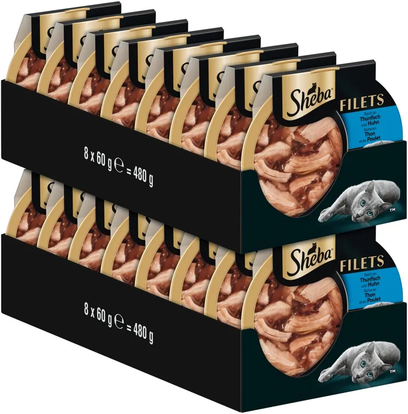 Sheba Sheba SHEBA® Schale Filets Huhn mit nachhaltigem Thunfisch 16 x 60g, Nassfutter für: Katze – Produktbild 2 von 2