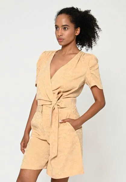 Lovjoi Lovjoi Blouse SILURI Wickelbluse mit Puffärmeln und Schleife, Brown sugar (beige), – Produktbild 2 von 4