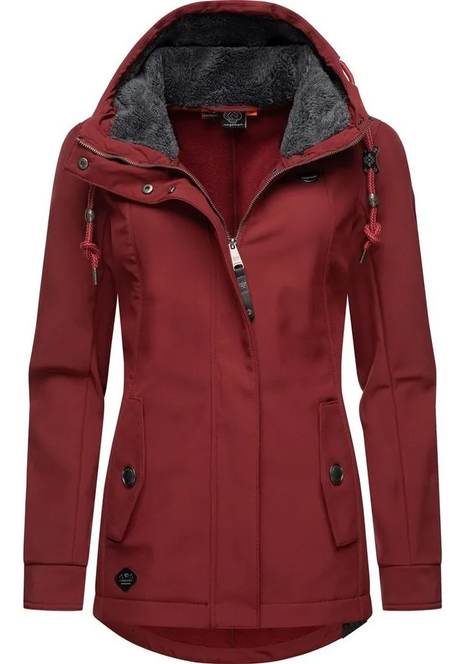 ragwear ragwear Softshelljacke Monadde Softshell Praktische wasserabweisende Softshell Damenjacke, Rot, – Produktbild 2 von 4