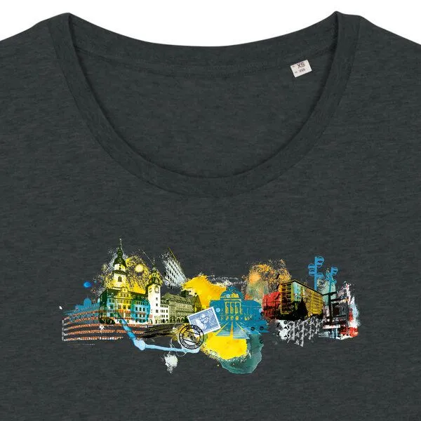 Spangeltangel Spangeltangel Damen T-Shirt „Chemnitz“, für Frauen, Stadt, bedruckt, Biobaumwolle, Schwarz, – Produktbild 3 von 4