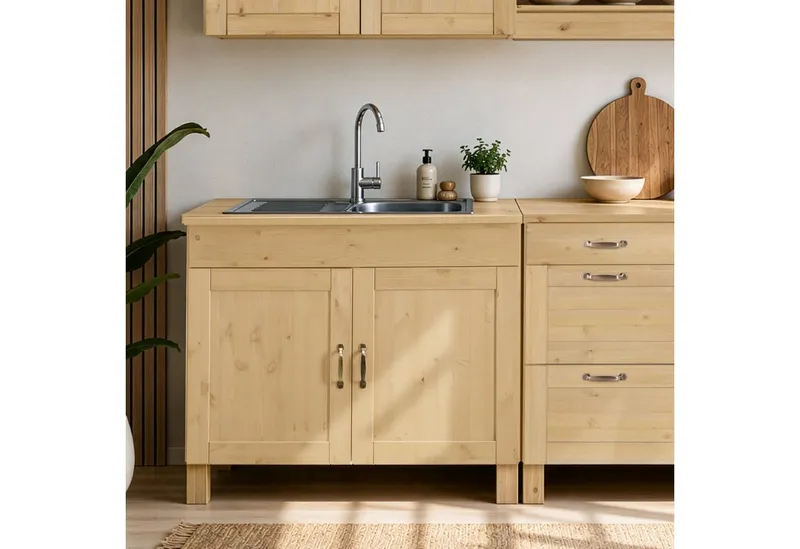 Home affaire Spülenschrank Alby Breite 100 cm, 1 Fach, Beige, – Produktbild 2 von 5