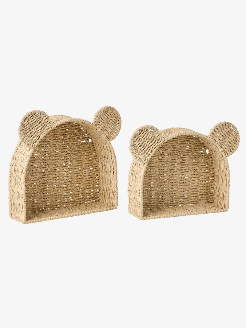 Vertbaudet 2er-Set Deko-Wandregale BÄR aus Papierkordel Kinderzimmer, Braun, – Produktbild 3 von 4
