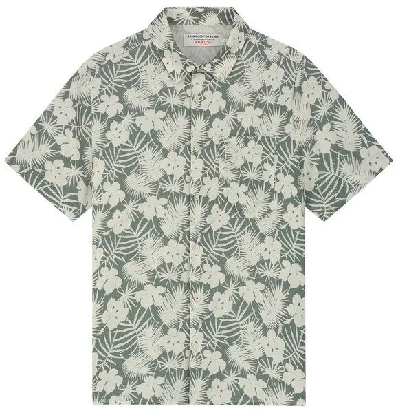 Kuyichi Kuyichi Kurzarm-Hemd Nolan Leinen, Army green, – Produktbild 1 von 1