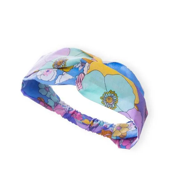 soki soki Haarband aus Omi's alter Bettwäsche, Retro blau, – Produktbild 1 von 3