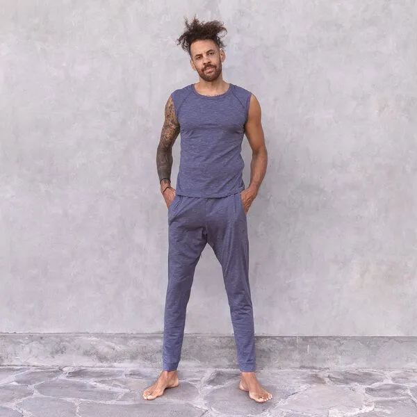 Jaya Jaya JOHNNY MELANGE - Männer - Hose für Yoga und Freizeit aus Biobaumwolle, Nightblue melange, – Produktbild 1 von 2