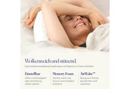 SLEEPI Kopfkissen Cloud, Füllung: weiche Memory-Schaumstoff-Würfel & sanfte Microfaser, Bezug: Tencel, Ideal für Rücken-, Seiten- und Bauchschläfer, Höhenverstellbar, Schlafkissen, höhenverstellbares Polster – Produktbild 1 von 1