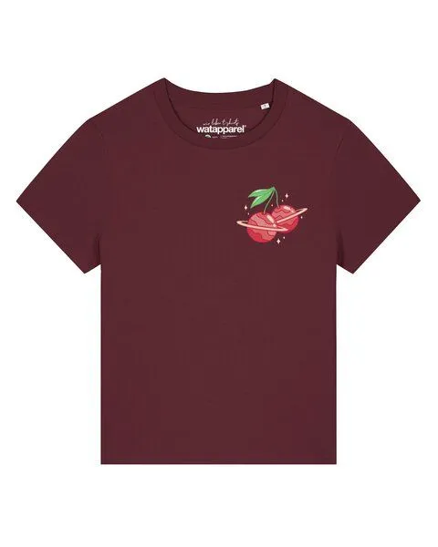 watapparel watapparel T-Shirt Frauen Cherry Planets, Burgundy, – Produktbild 1 von 2