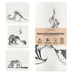 LIGARTI LIGARTI Schwammtuch 3er Set - Kuscheltiere – Produktbild 1 von 1