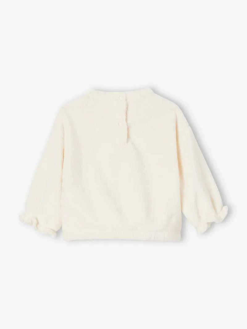 Vertbaudet Baby Plüsch-Sweatshirt, Wollweiß, – Produktbild 2 von 3