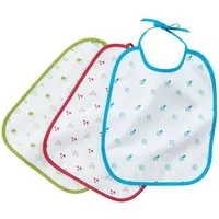 HANS NATUR Lätzchen mit Bindebändern Bio Baumwolle 3er-Set petrol-beere-grün Maße 32 x 26 cm, Mehrfarbig, – Produktbild 1 von 1