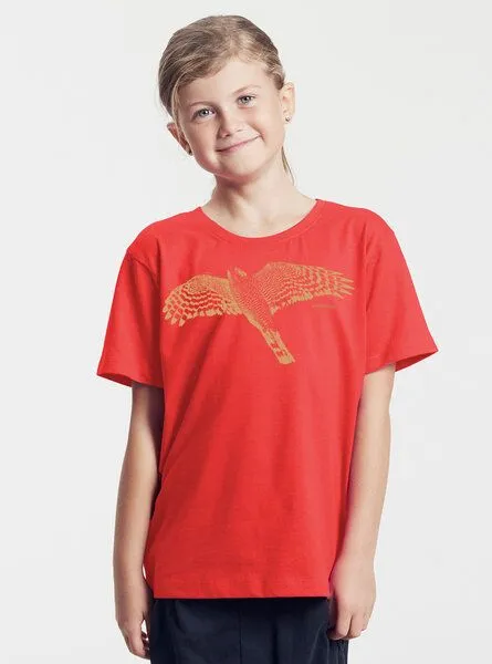 Peaces.bio - handbedruckte Biomode Peaces.bio - handbedruckte Biomode Bio-Kinder T-Shirt Sperber, Rot, – Produktbild 3 von 3