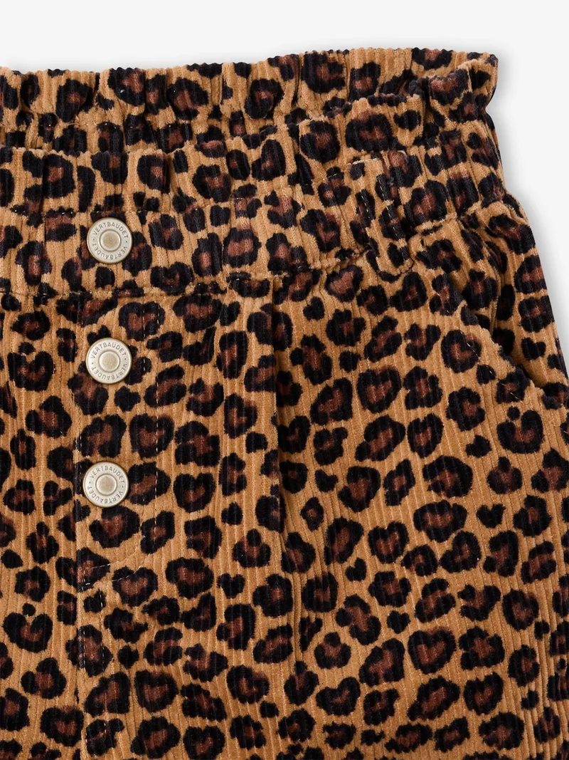Vertbaudet Mädchen Paperbag-Shorts aus Cord leo, Braun leo, – Produktbild 4 von 4