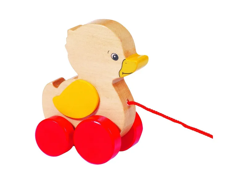 Goki Goki Nachziehtier Ente aus Laubholz 8,5 x 5,5 x 9,5 cm, Mehrfarbig, – Produktbild 1 von 2