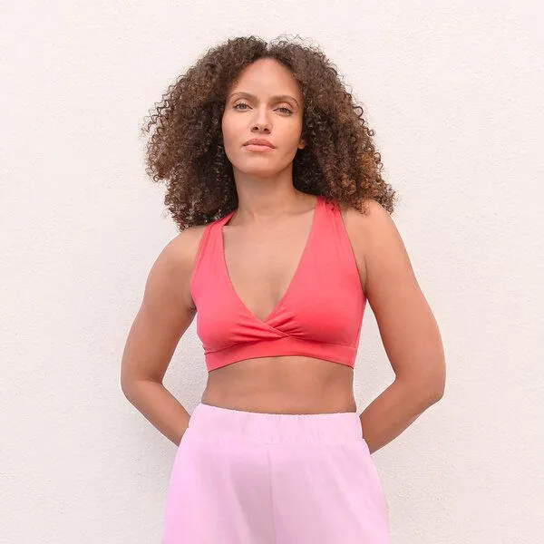 Jaya Jaya Delphine - Damen - Bra für Yoga aus Biobaumwolle, Hibiskus / rot, – Produktbild 1 von 4