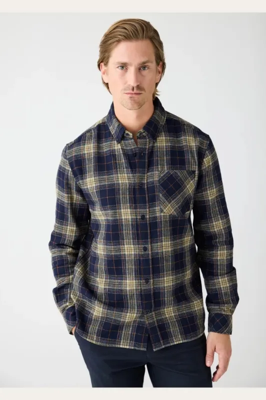 KnowledgeCotton Apparel KnowledgeCotton Apparel Herren vegan Hemd Flanell Dune Regular Karo Blau, Extra dunkelblau, – Produktbild 1 von 1