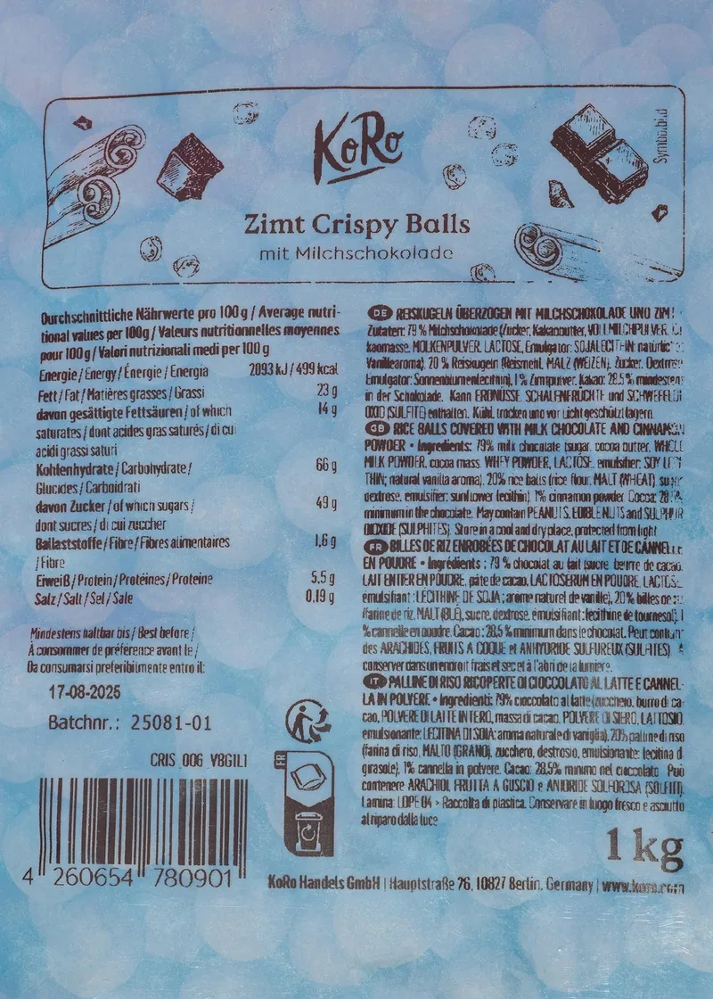 KoRo Zimt Crispy Balls mit Milchschokolade 1 kg – Produktbild 5 von 5
