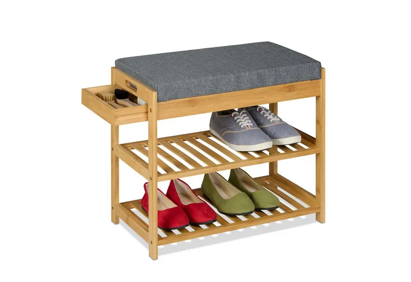 RELAXDAYS RELAXDAYS Schuhbank mit Polster und Schublade (1-St), Braun|grau, – Produktbild 1 von 5