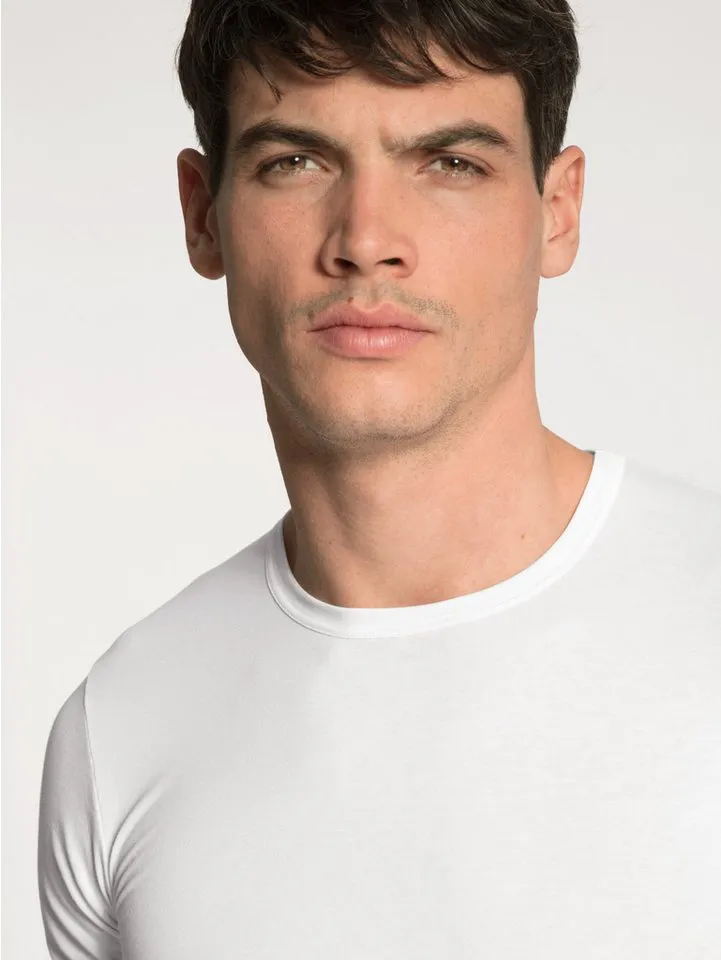 CALIDA CALIDA Rundhalsshirt Evolution schmale Passform, Kurzarm, weich, Single Jersey, elastisch, Weiß, – Produktbild 5 von 5