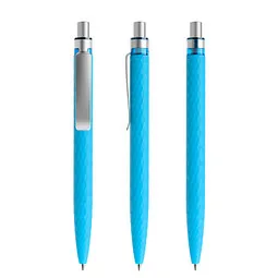 prodir prodir® Druckkugelschreiber QS01 Soft Touch PRS Push, blaue Mine, cyanblau/silber satiniert – Produktbild 1 von 1