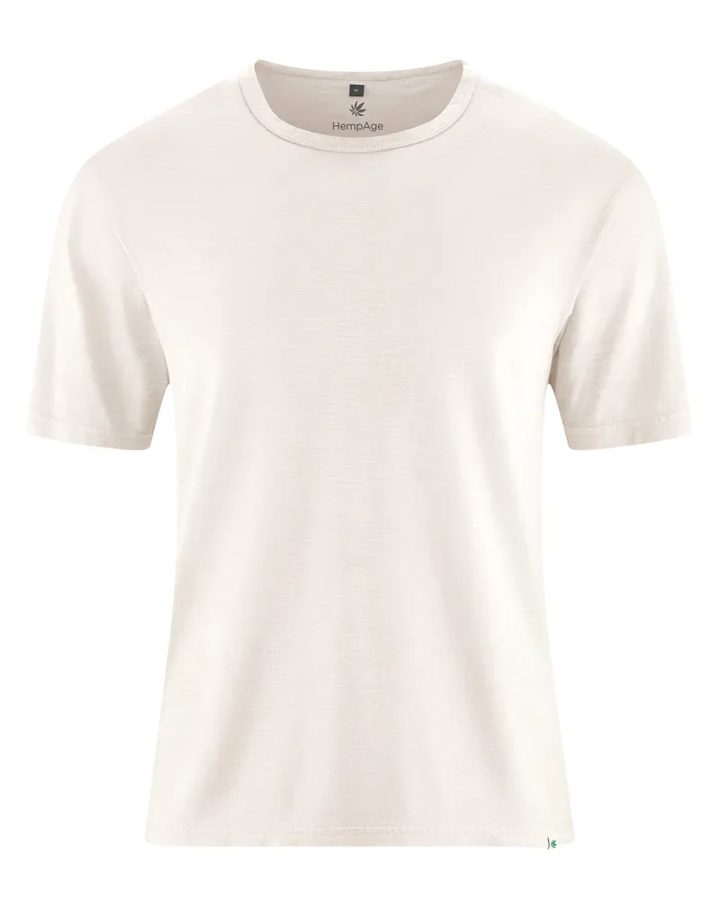 HempAge Hempage Herren vegan T-Shirt Aus Slub Jersey Cremefarben, Weiß, – Produktbild 1 von 2