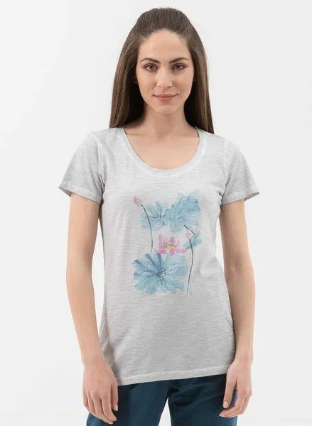 ORGANICATION ORGANICATION Garment Dyed T-Shirt aus Bio-Baumwolle mit Blumen-Print, Grey, – Produktbild 1 von 4