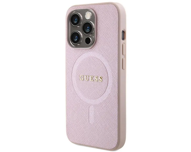 Guess Guess Saffiano MagSafe Back Cover für das Apple iPhone 15 Pro, Rosa, – Produktbild 5 von 6