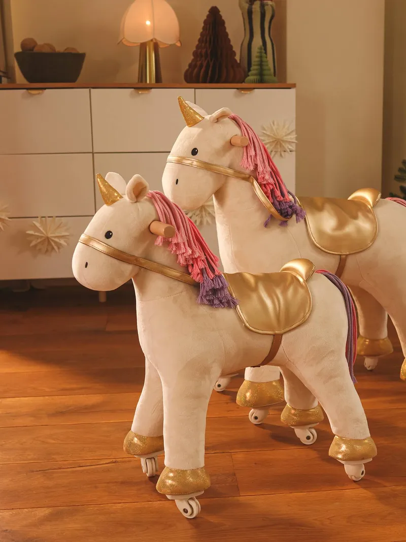 Vertbaudet Vertbaudet Kinder Reitpferd oder Einhorn auf Rollen, Kleines einhorn weiß, – Produktbild 2 von 4