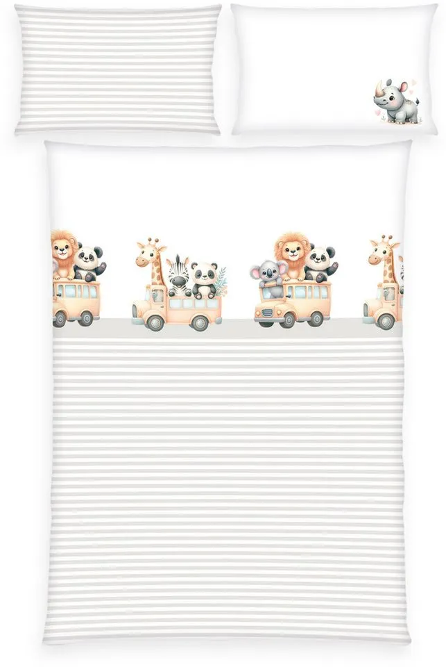Baby Best Baby Best Babybettwäsche babybest Adventure Buddies, Flanell, 2 teilig, Bunt, – Produktbild 2 von 5